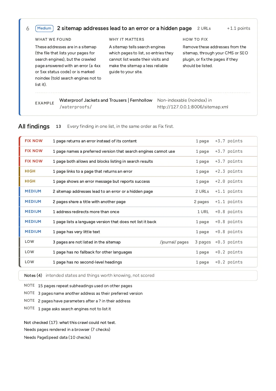 Page 3 of 4 of the printed report